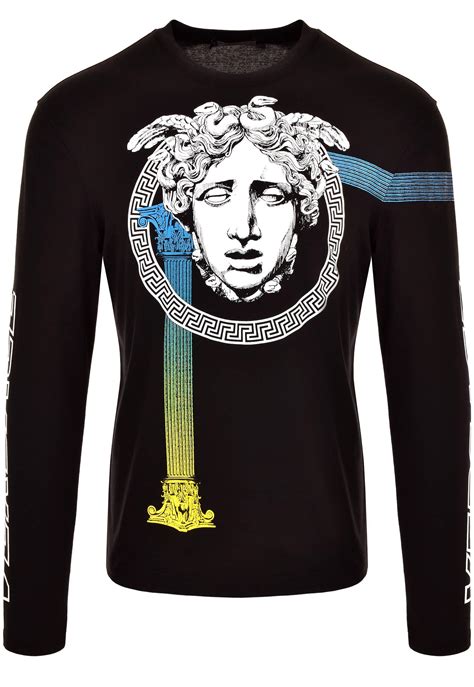 versace black t shirt free shipping|Versace long sleeve t shirt.